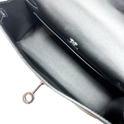 Hermes Kelly Pochette Black Swift Palladium Hardware