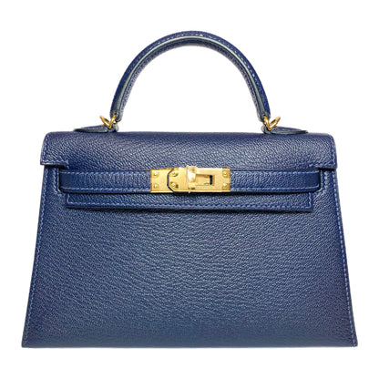 Hermes Mini Kelly 20 HSS Blue Nuit Rose Mexico Chevre Gold Hardware