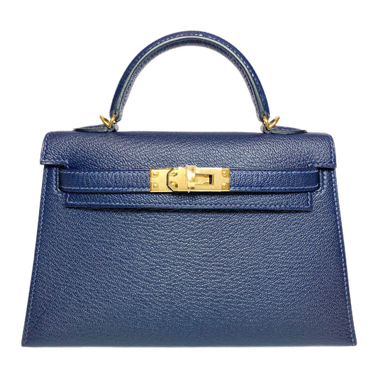 Hermes Mini Kelly 20 HSS Blue Nuit Rose Mexico Chevre Gold Hardware