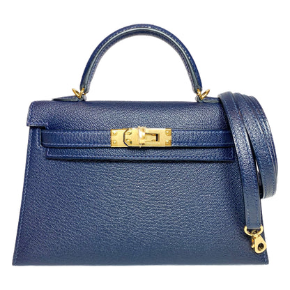 Hermes Mini Kelly 20 HSS Blue Nuit Rose Mexico Chevre Gold Hardware