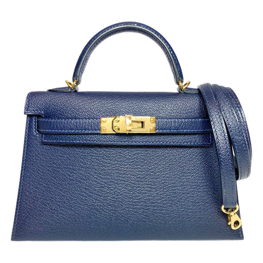 Hermes Mini Kelly 20 HSS Blue Nuit Rose Mexico Chevre Gold Hardware