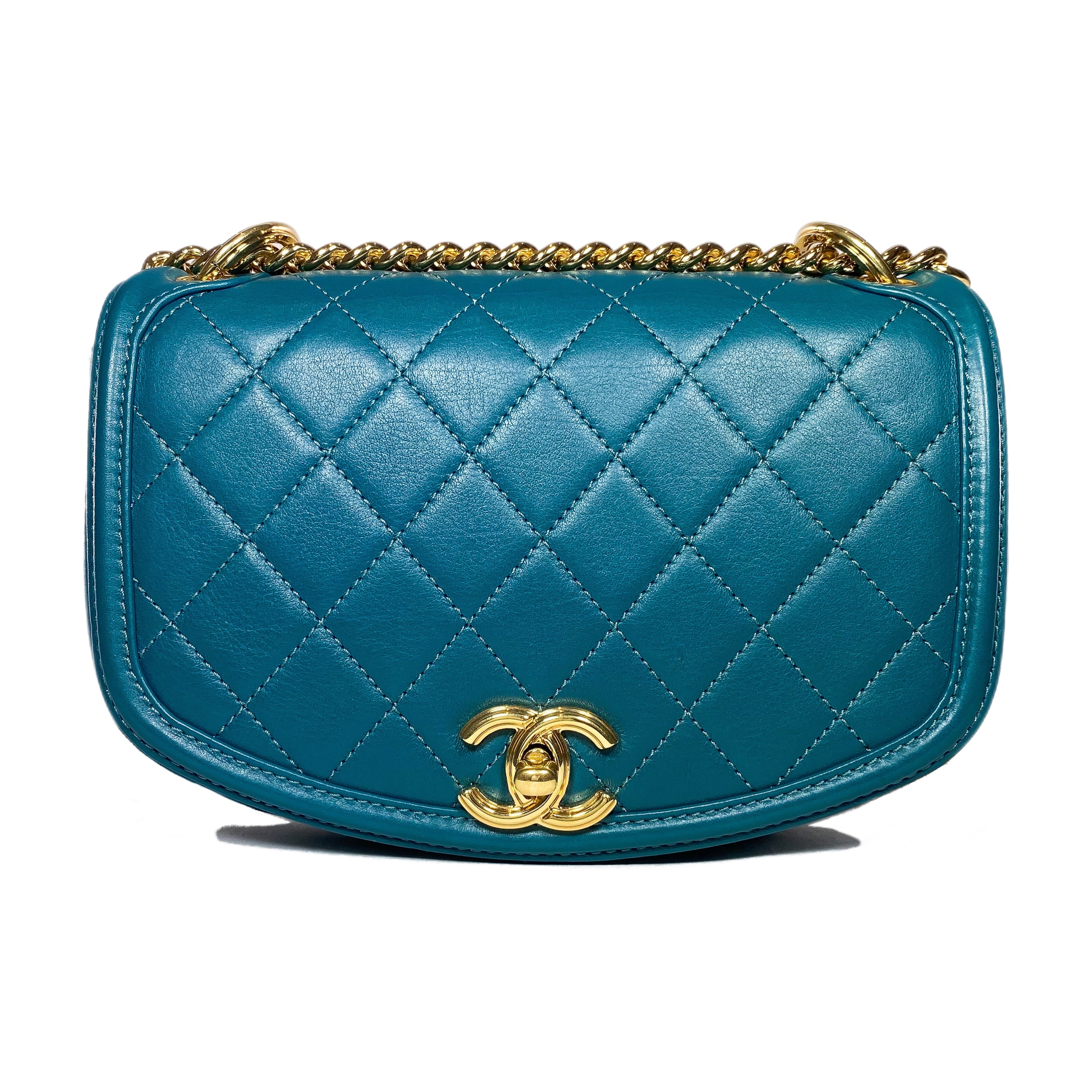 Chanel Teal Curved Shoulder Bag