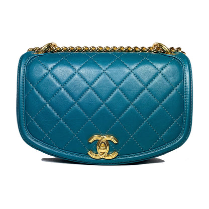 Chanel Teal Curved Shoulder Bag