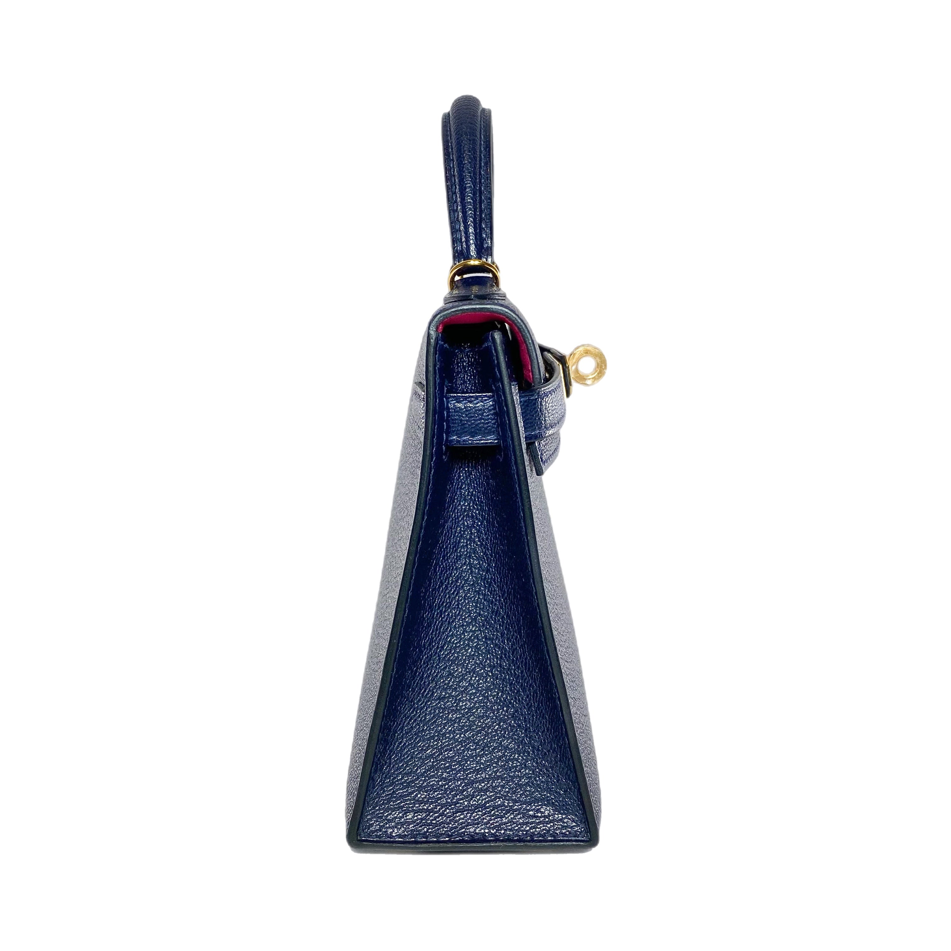 Hermes Mini Kelly 20 HSS Blue Nuit Framboise Chevre Gold Hardware