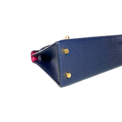 Hermes Mini Kelly 20 HSS Blue Nuit Rose Mexico Chevre Gold Hardware