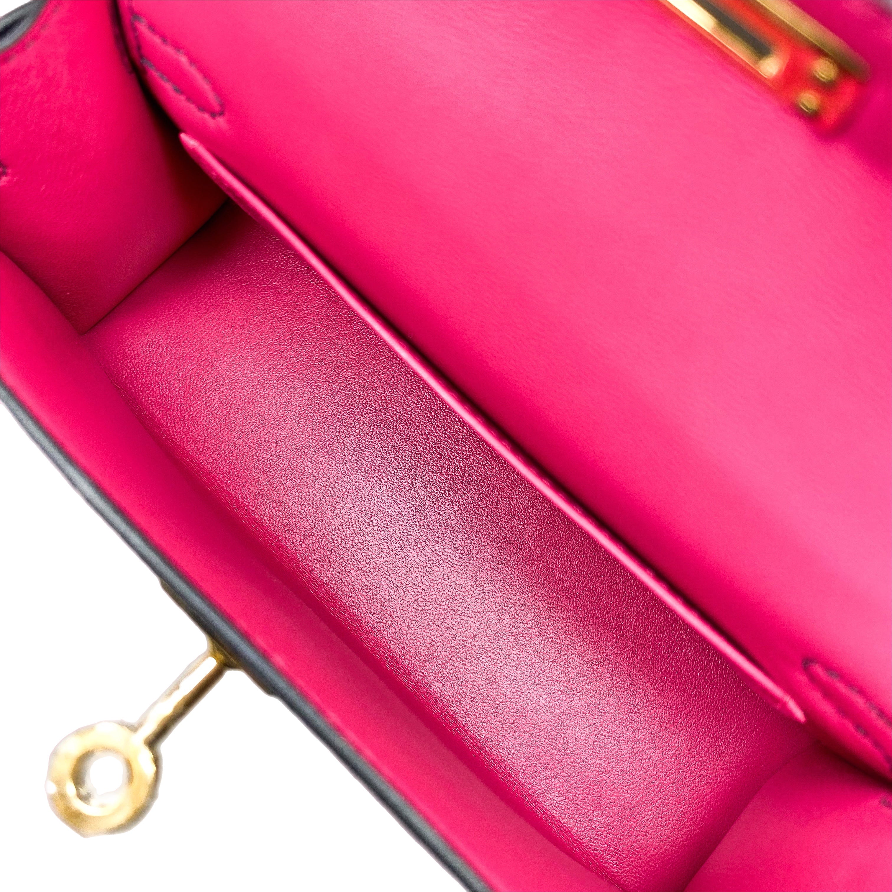 Hermes Mini Kelly 20 HSS Blue Nuit Framboise Chevre Gold Hardware
