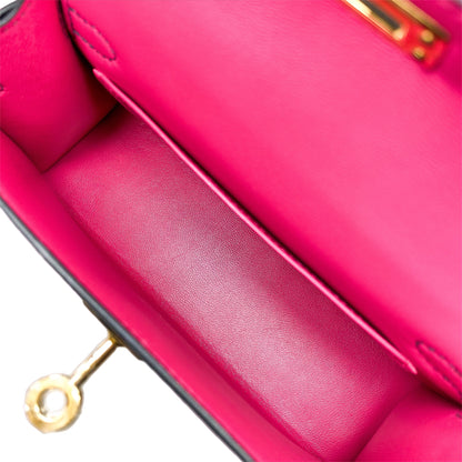 Hermes Mini Kelly 20 HSS Blue Nuit Rose Mexico Chevre Gold Hardware