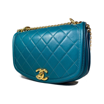 Chanel Teal Curved Shoulder Bag