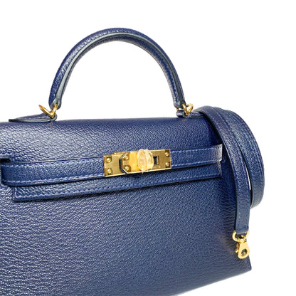 Hermes Mini Kelly 20 HSS Blue Nuit Rose Mexico Chevre Gold Hardware