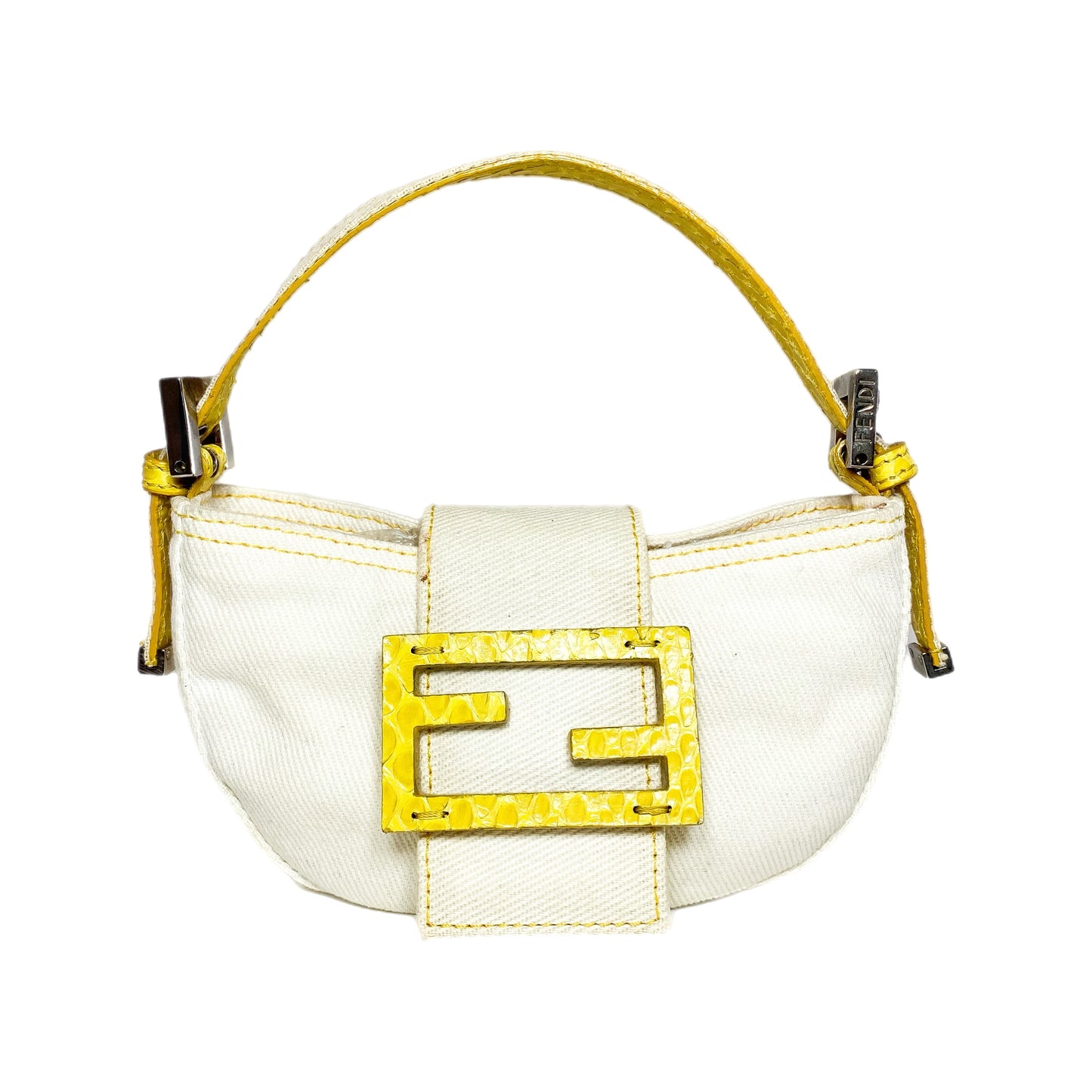 Fendi Ivory Yellow Python Mini Baguette
