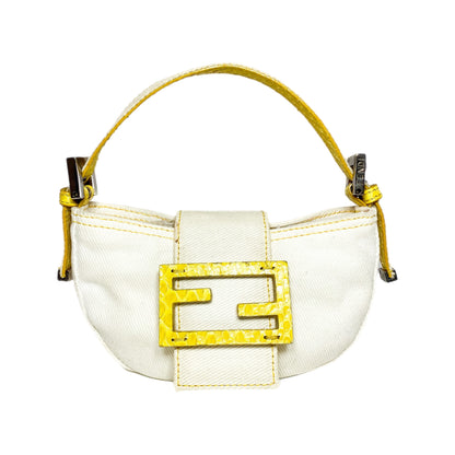 Fendi Ivory Yellow Python Mini Baguette