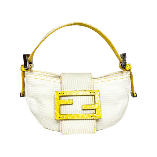 Fendi Ivory Yellow Python Mini Baguette