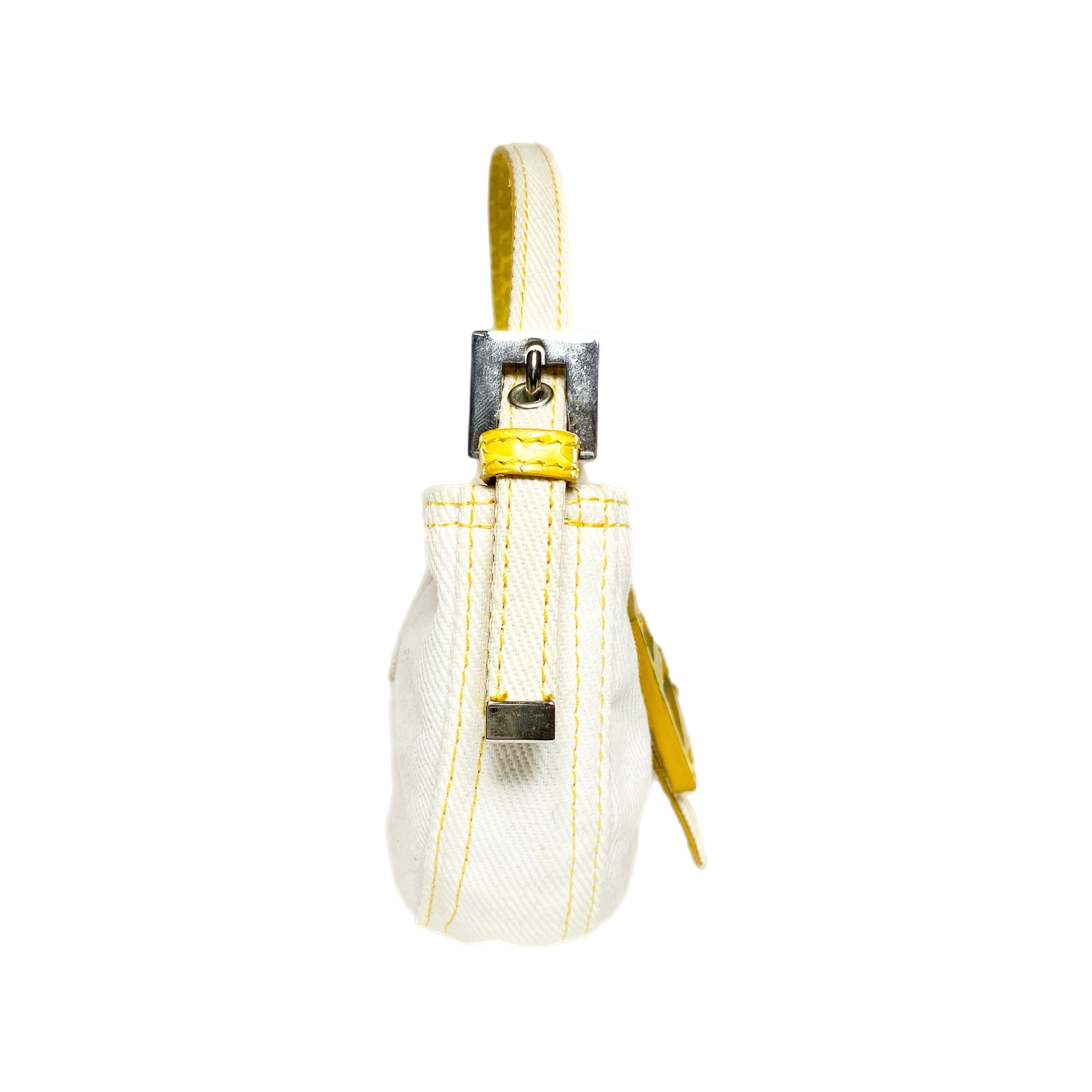 Fendi Ivory Yellow Python Mini Baguette