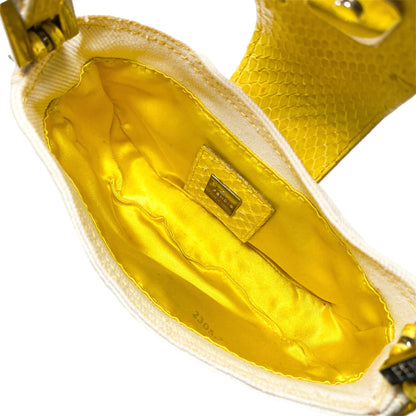 Fendi Ivory Yellow Python Mini Baguette
