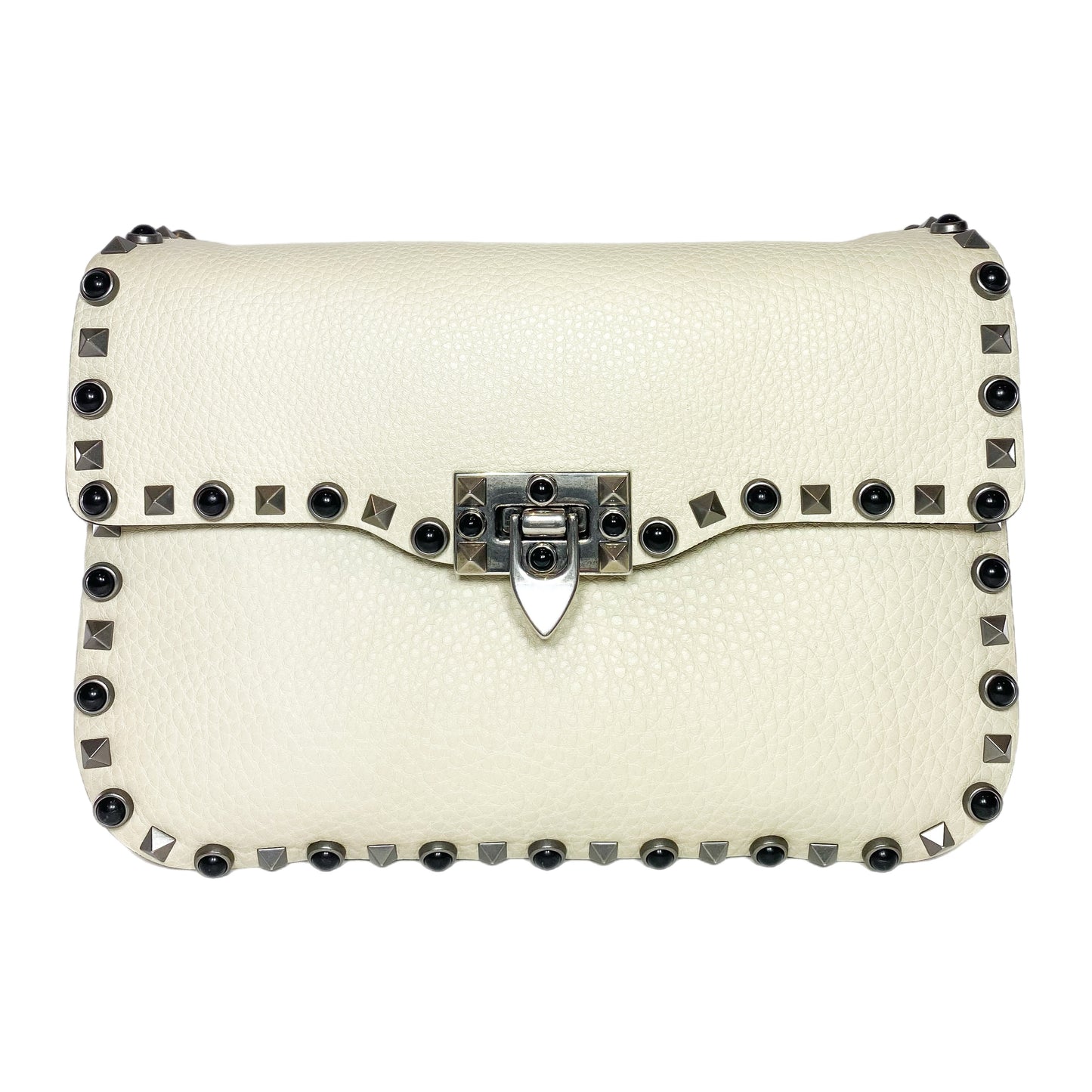 Valentino Ivory Rockstud Flap Bag
