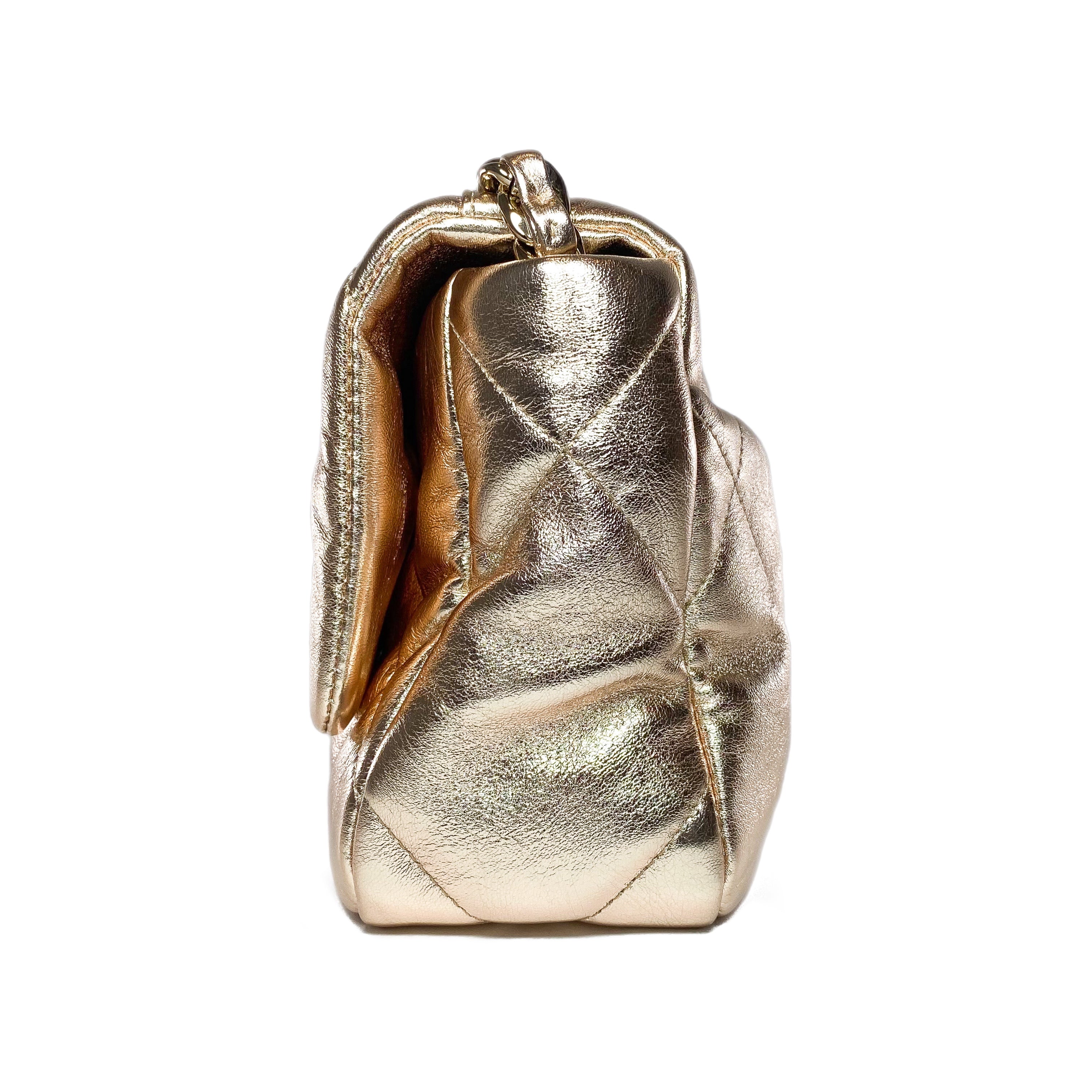 Chanel 19 Medium Metallic Rose Gold Flap Bag