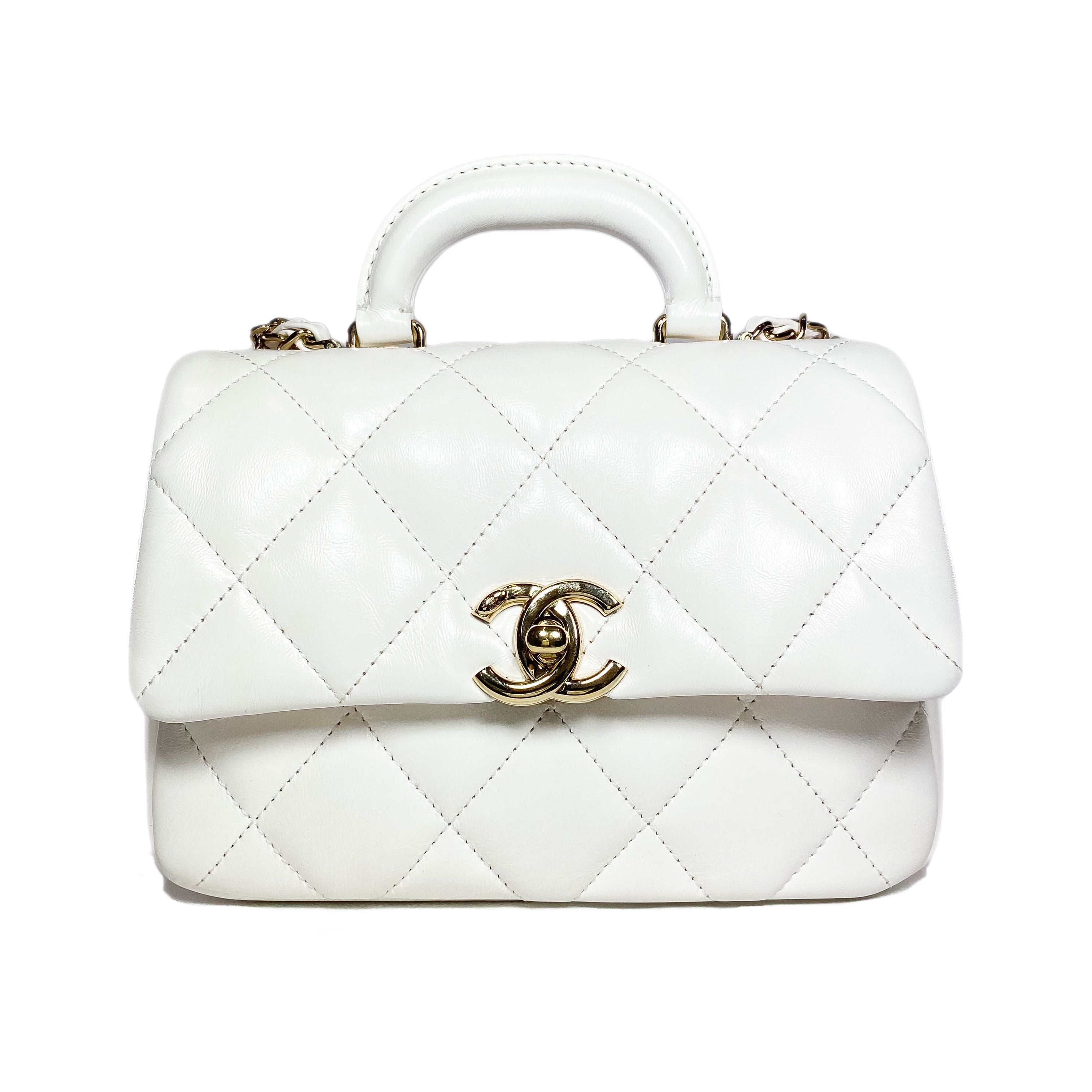 Chanel White Mini Square Top Handle