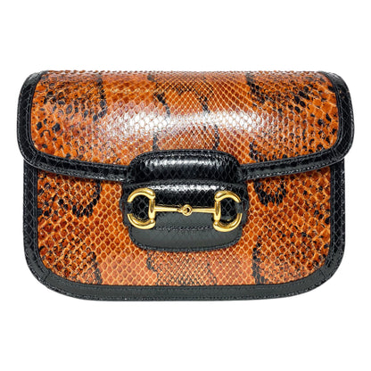 Gucci Black Brown Python Horsebit 1955 Shoulder Bag