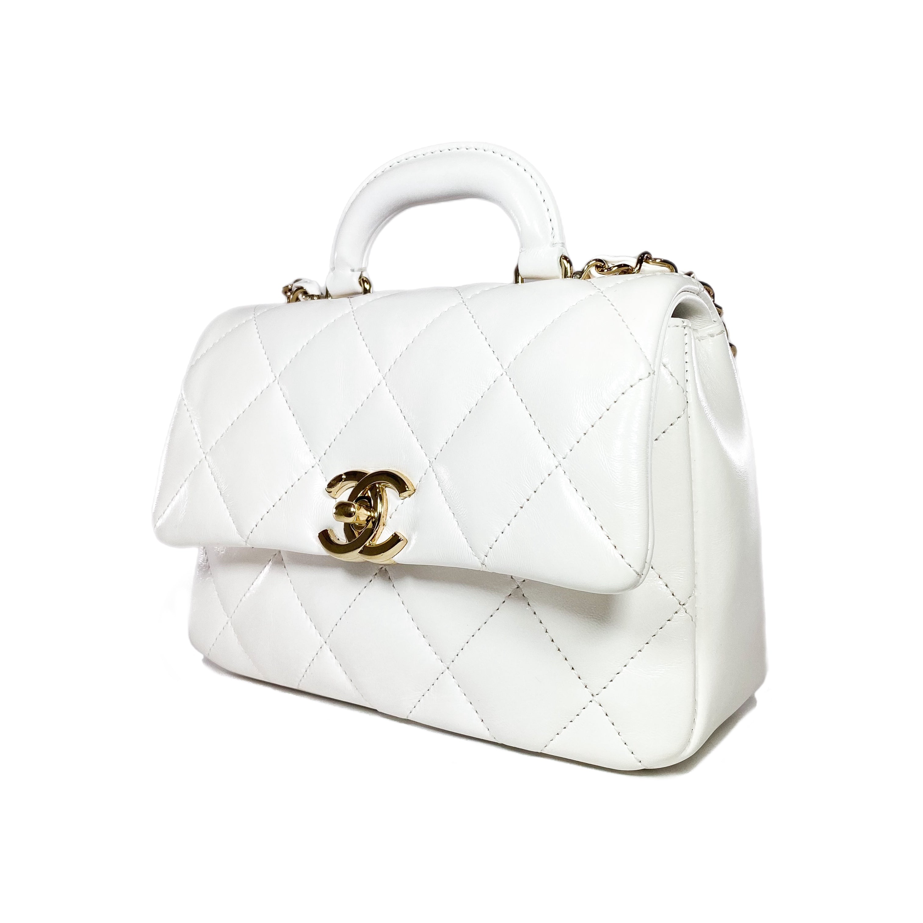 Chanel White Mini Square Top Handle