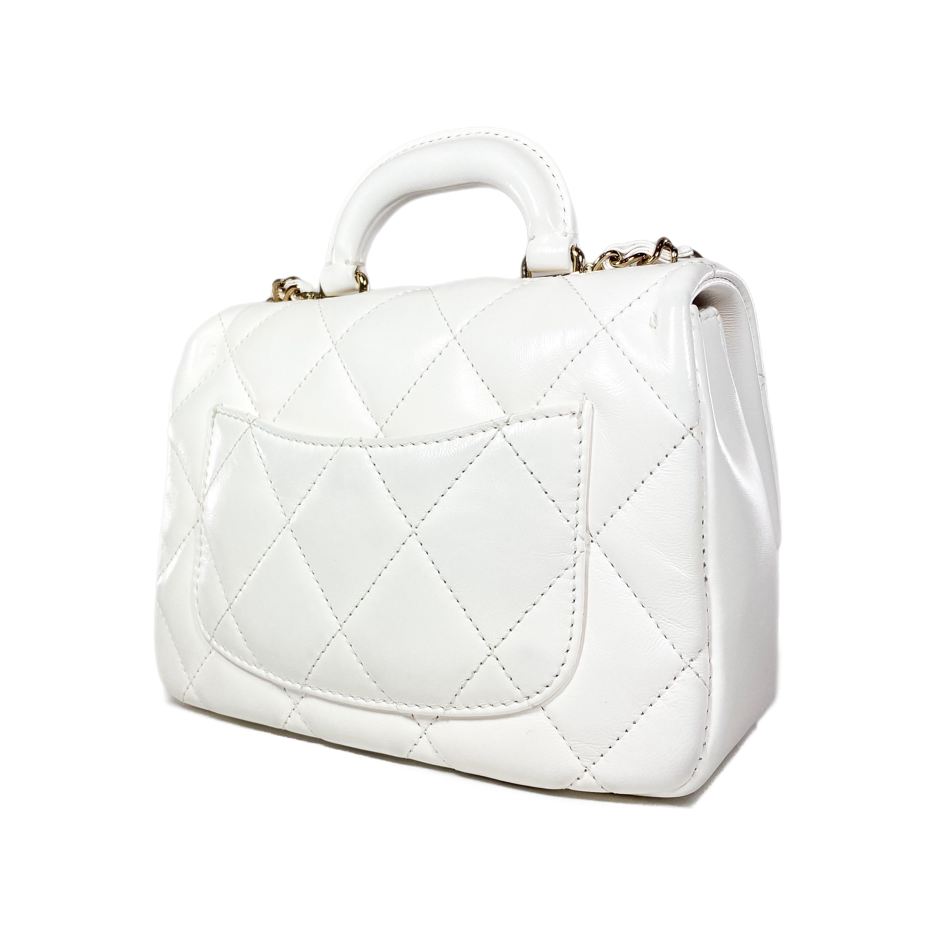 Chanel White Mini Square Top Handle