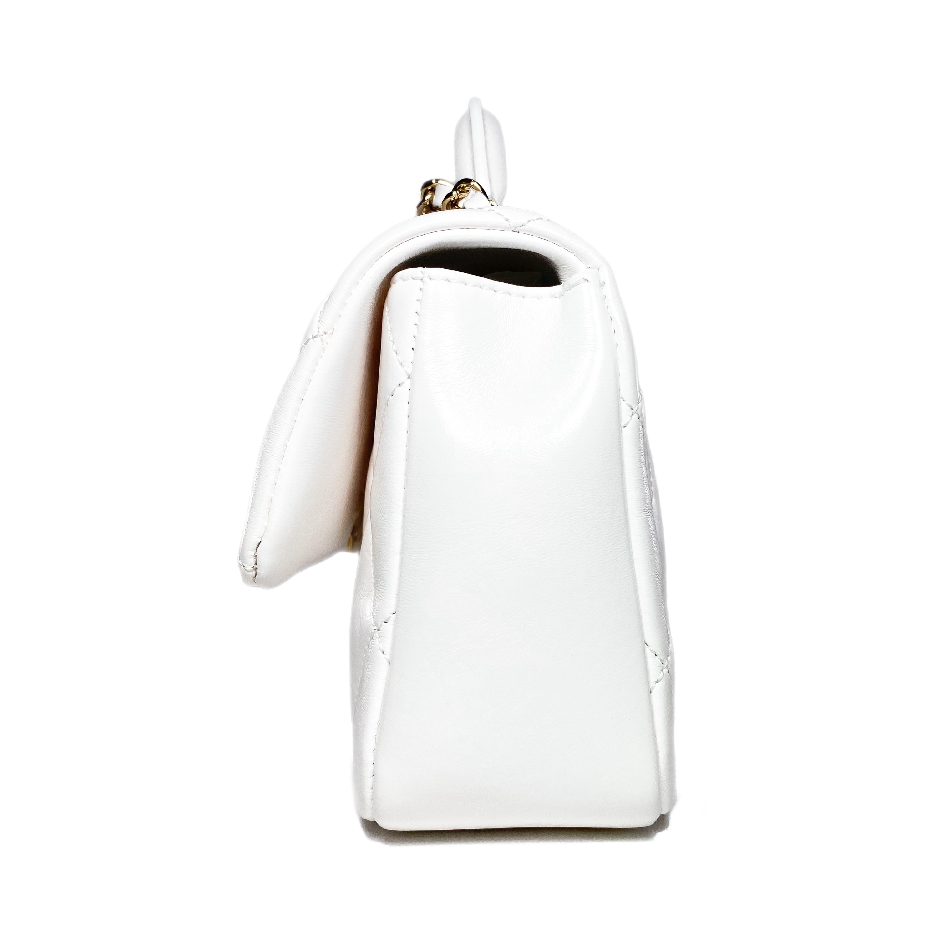CHANEL ホワイト ミニバッグ Chanel 21S Iridescent White Mini Flap Rectangle CC Quilted
