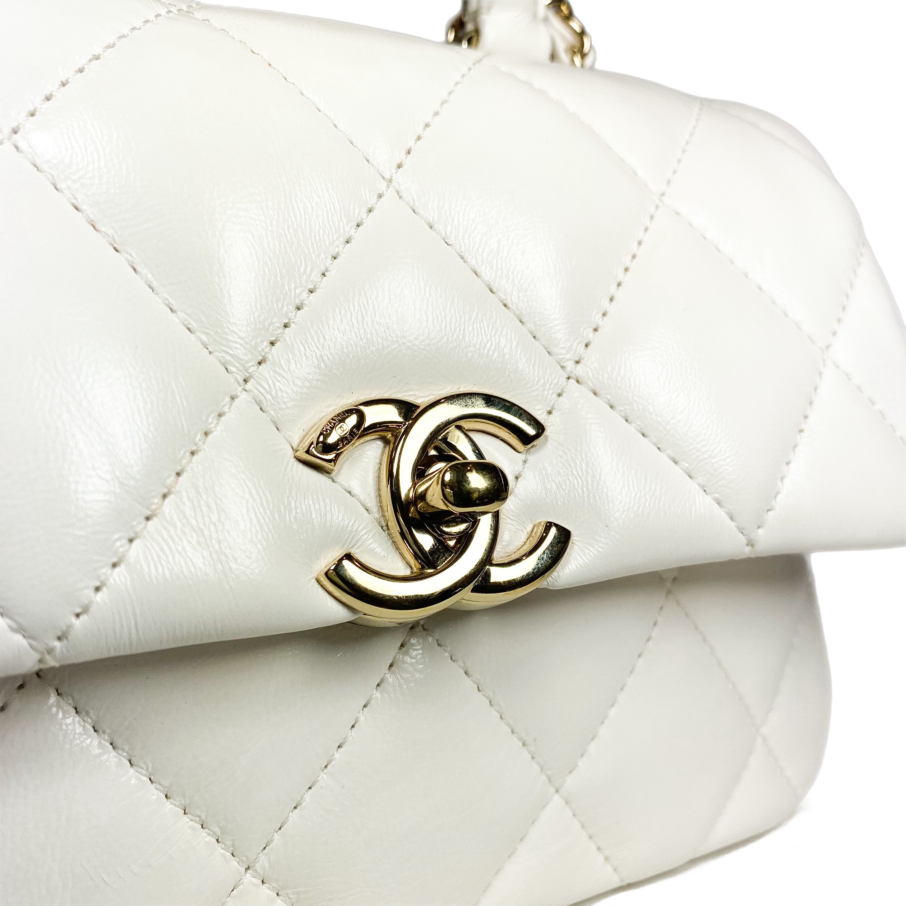 Chanel White Mini Square Top Handle