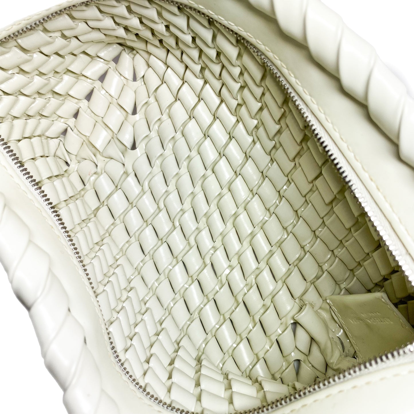 Bottega Veneta Intrecciato Slanted White Clutch