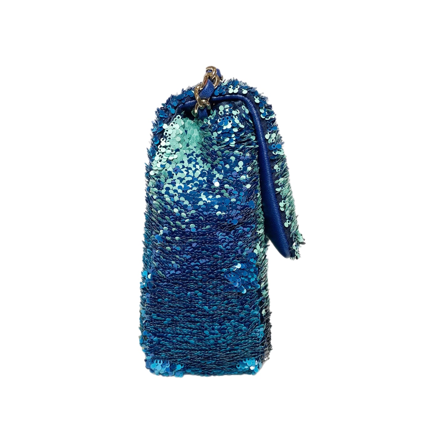 Chanel Blue Green Shaded Sequins Mini Flap Bag