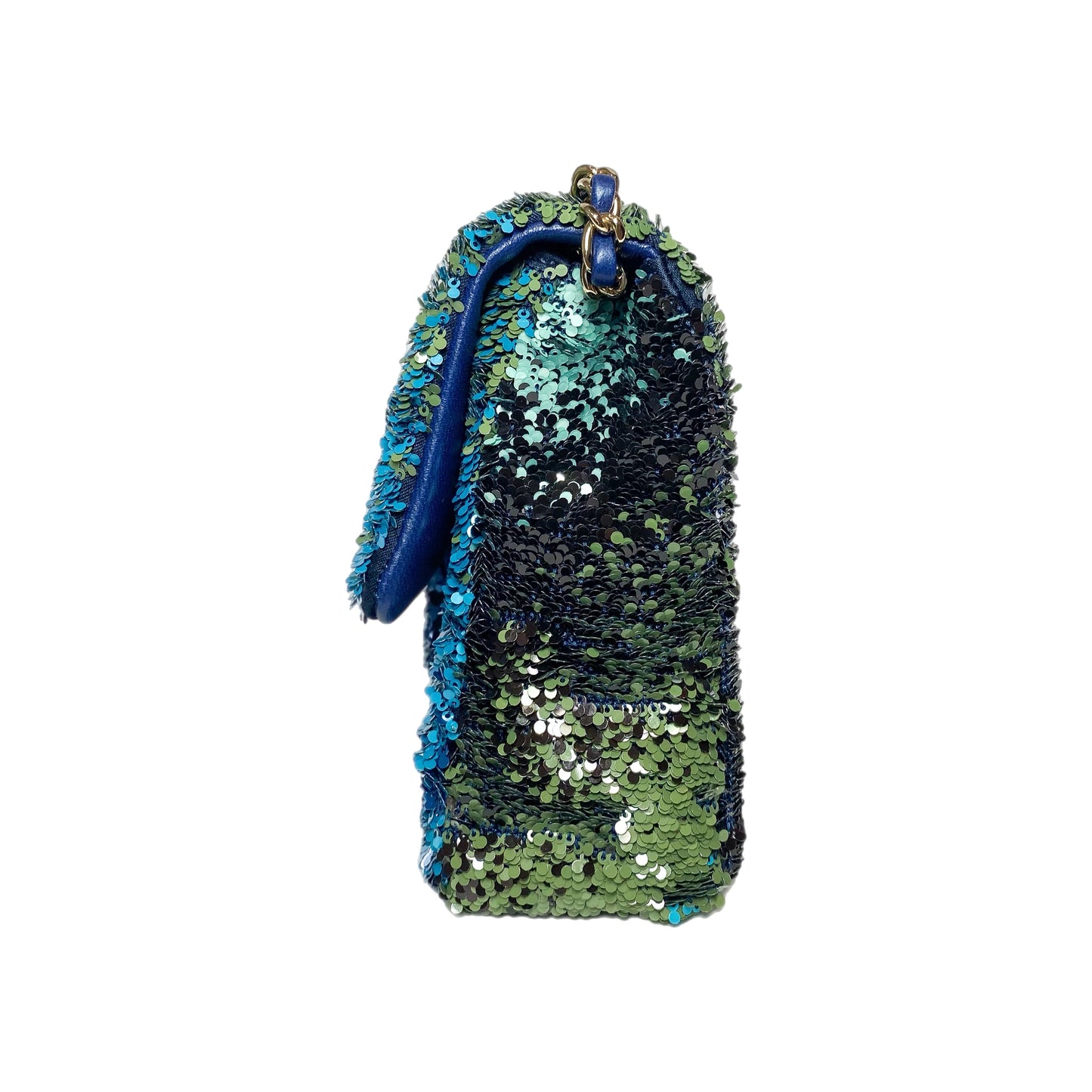 Chanel Blue Green Shaded Sequins Mini Flap Bag