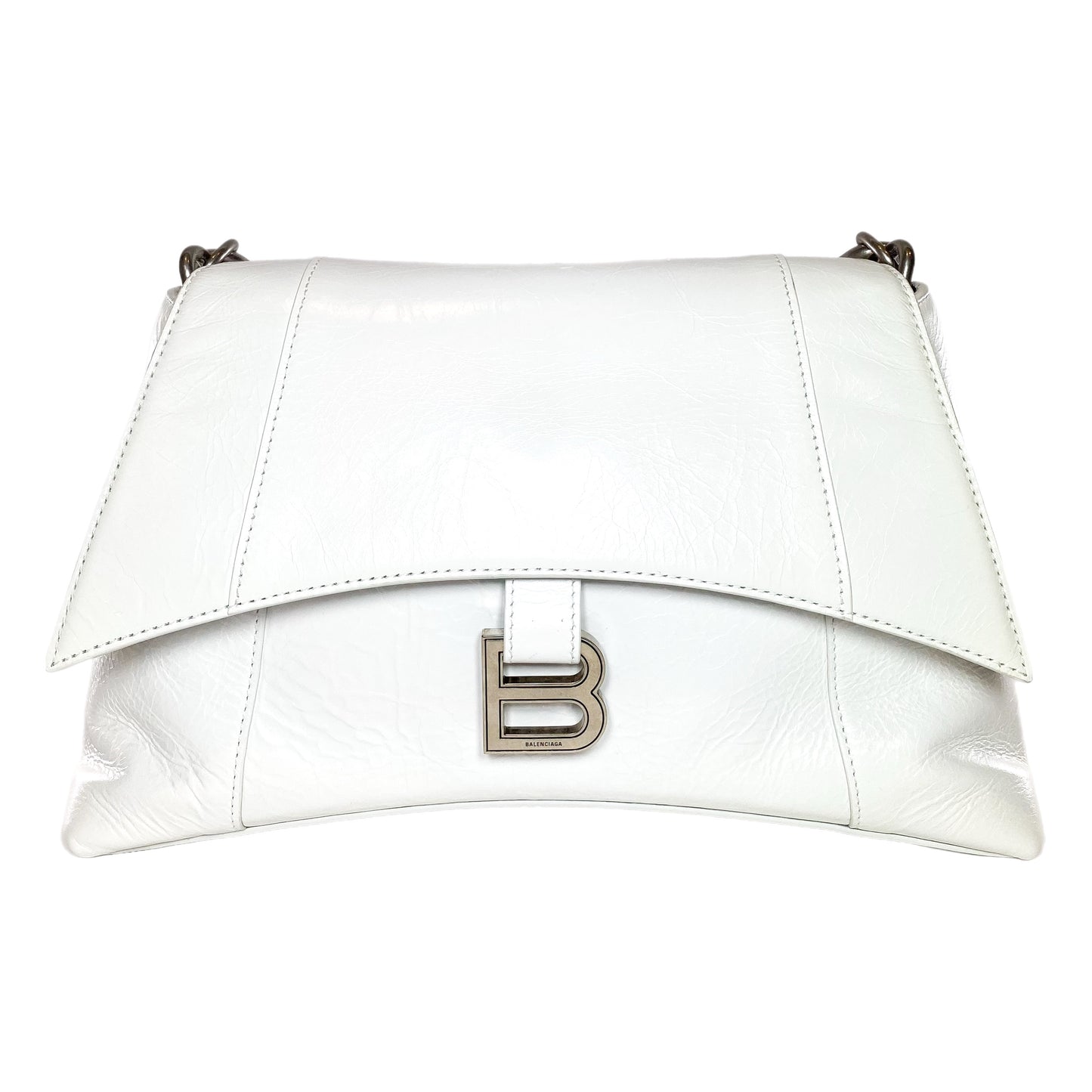 Balenciaga White Downtown Chain Shoulder Bag