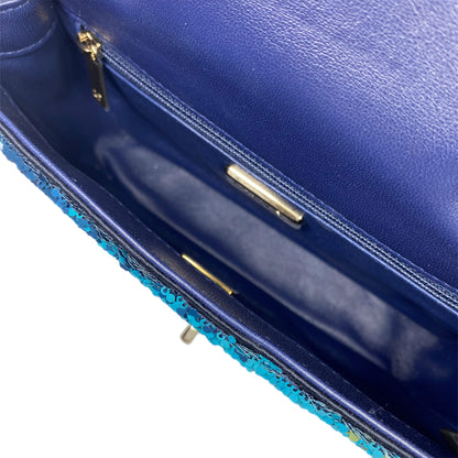 Chanel Blue Green Shaded Sequins Mini Flap Bag