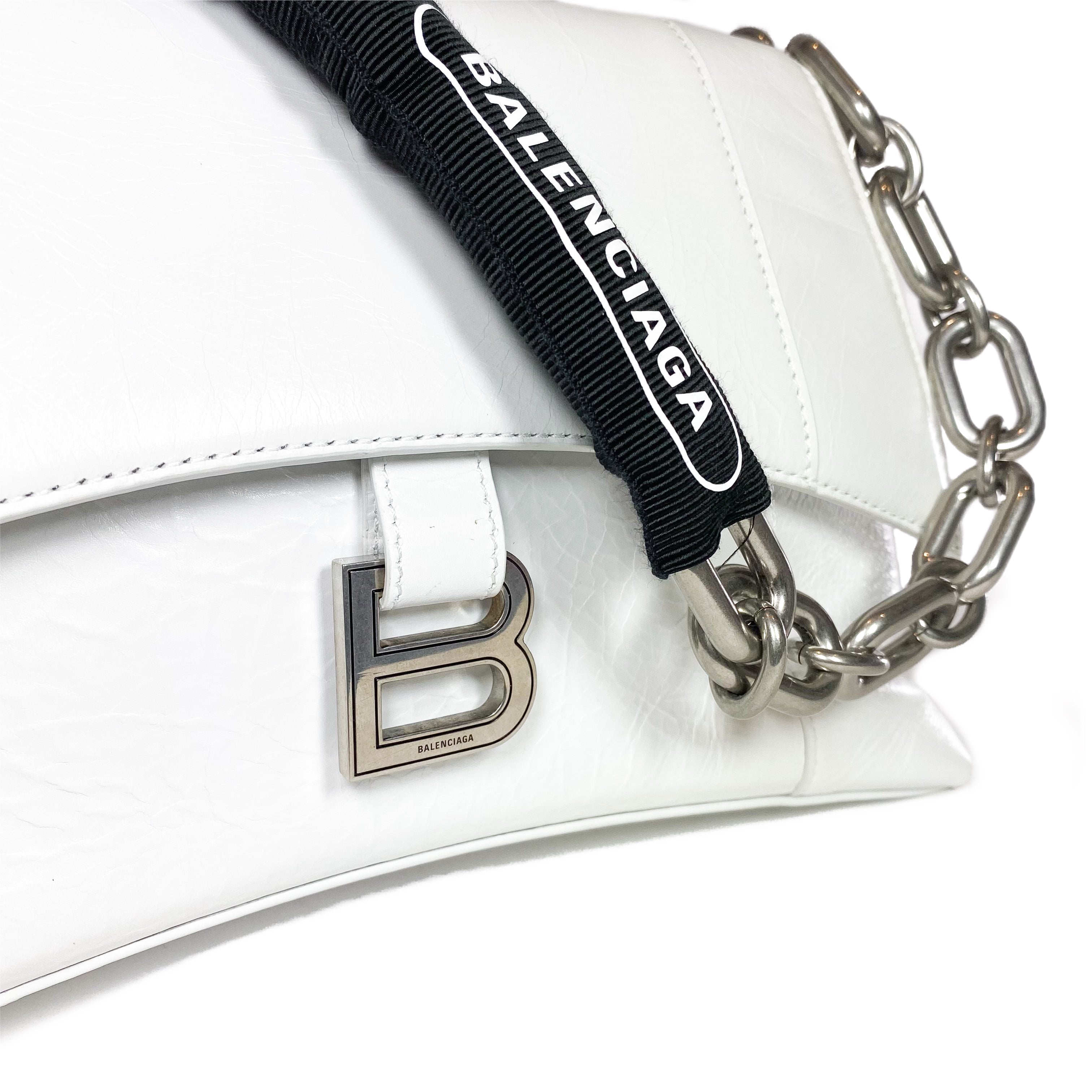 Balenciaga White Downtown Chain Shoulder Bag | Consign of