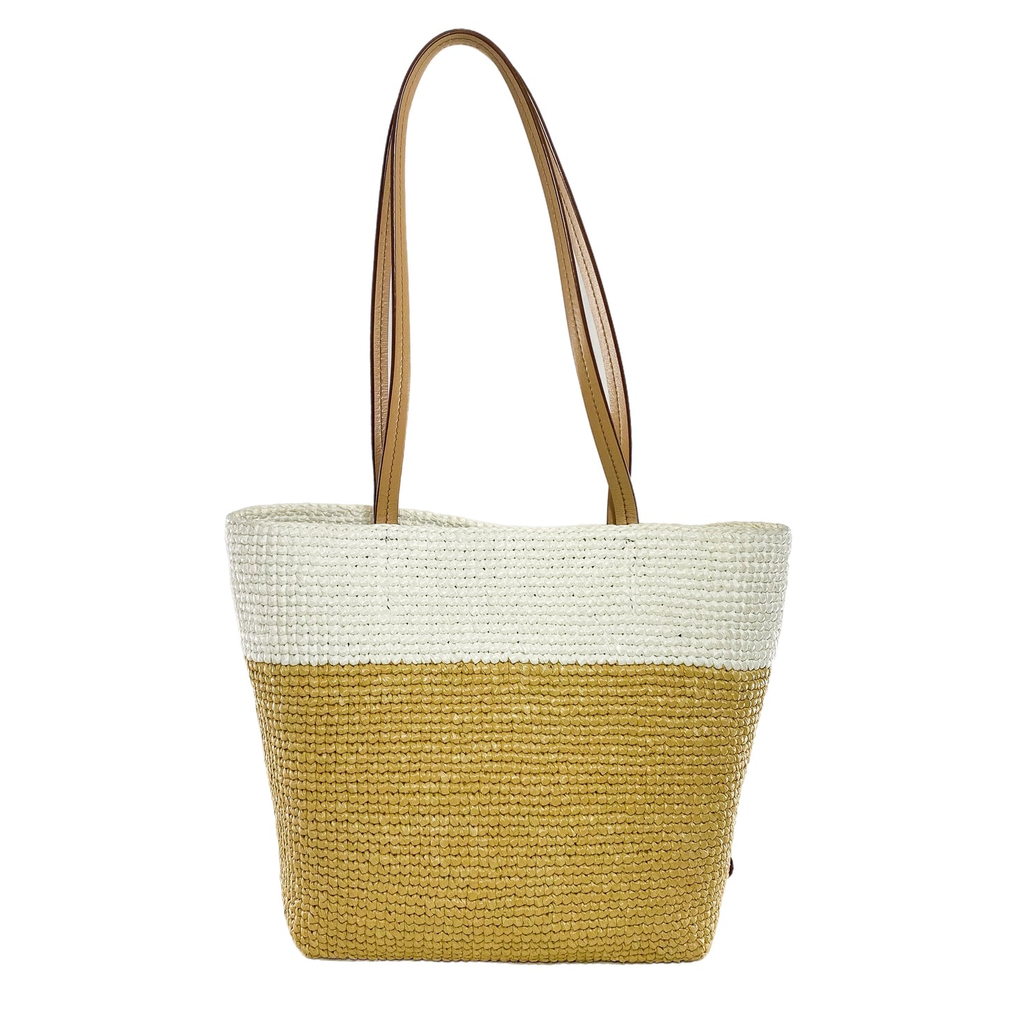 Prada White Naturale Yarn Raffia Effect Tote Bag