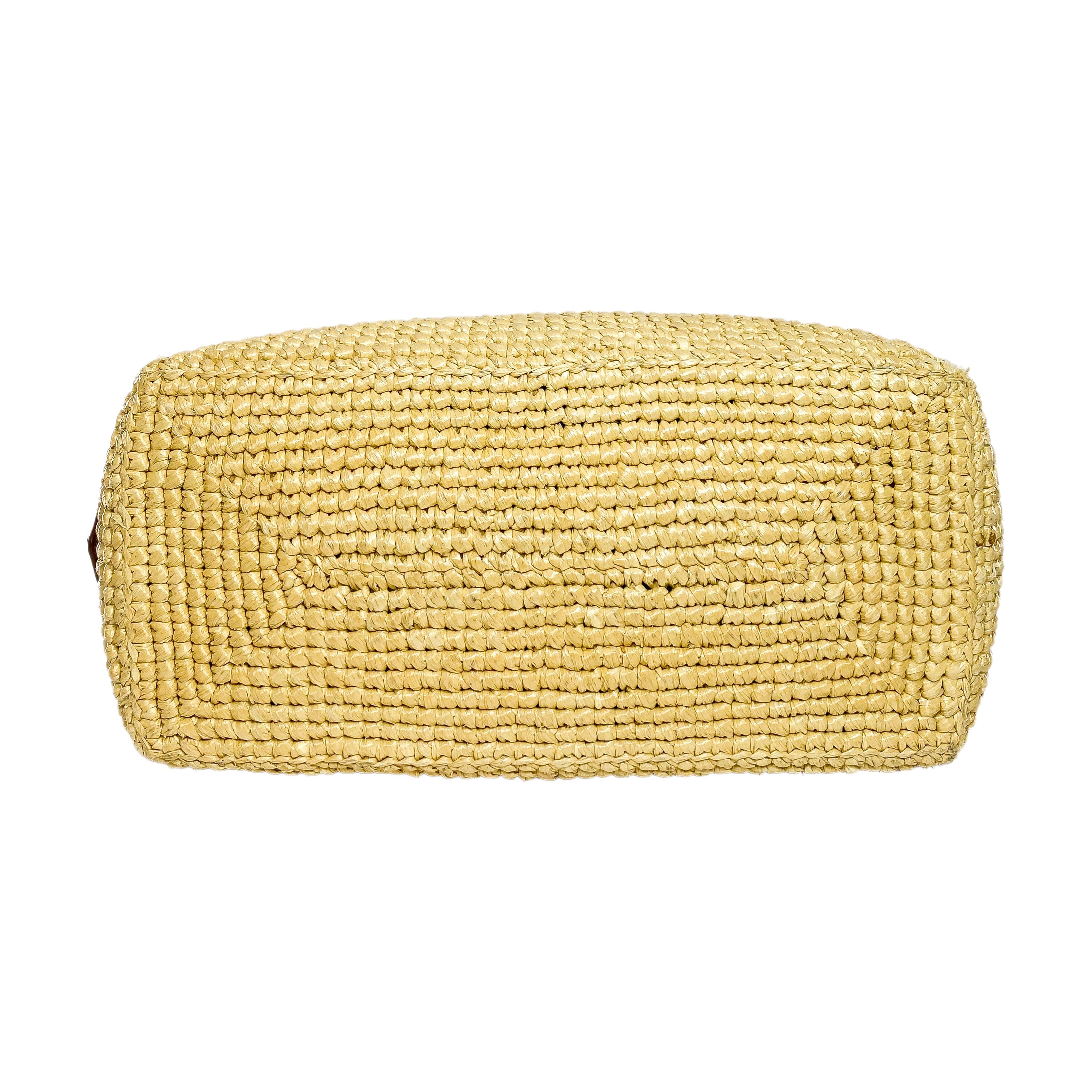 Prada White Naturale Yarn Raffia Effect Tote Bag