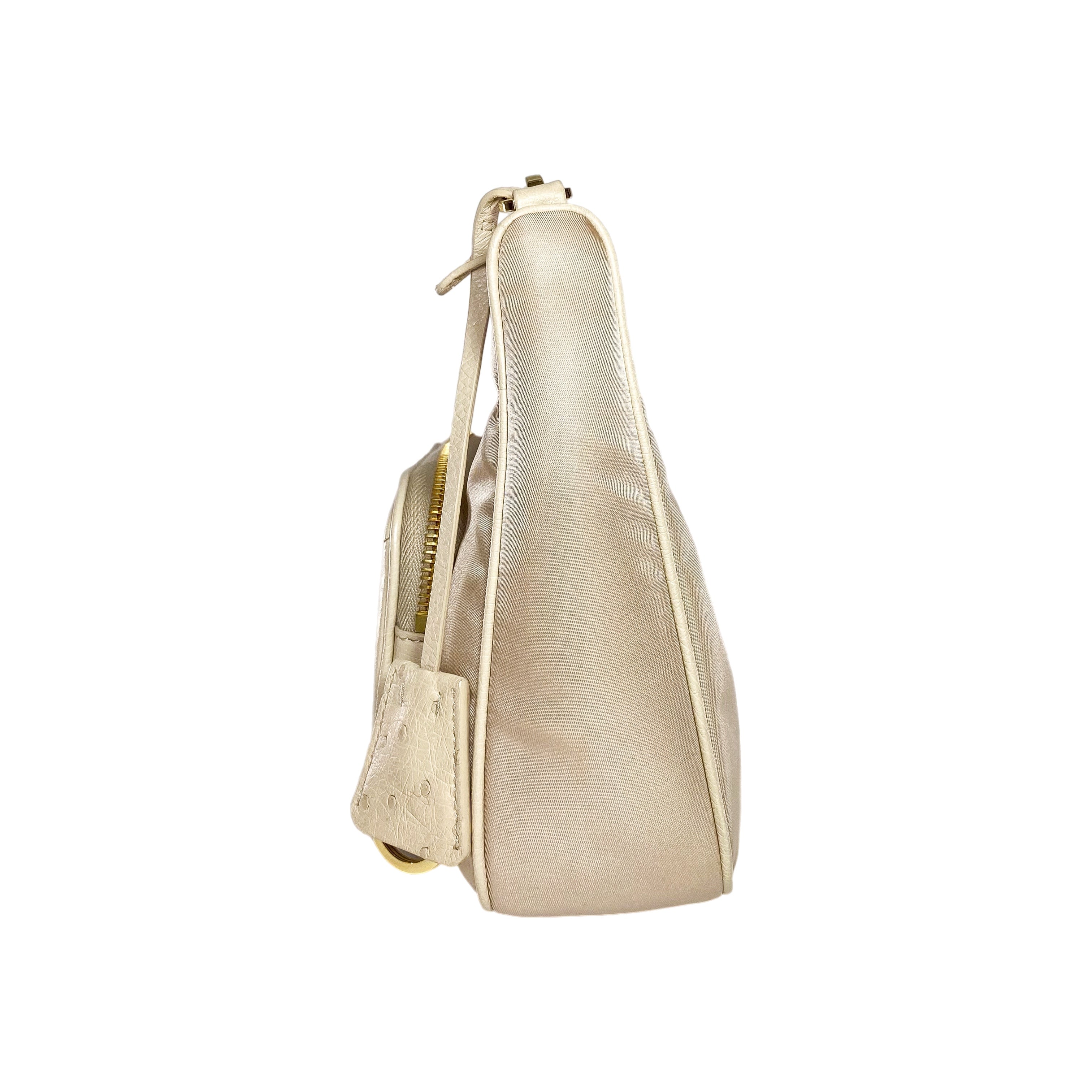 Prada Cammeo Re-Nylon Ostrich Shoulder Bag