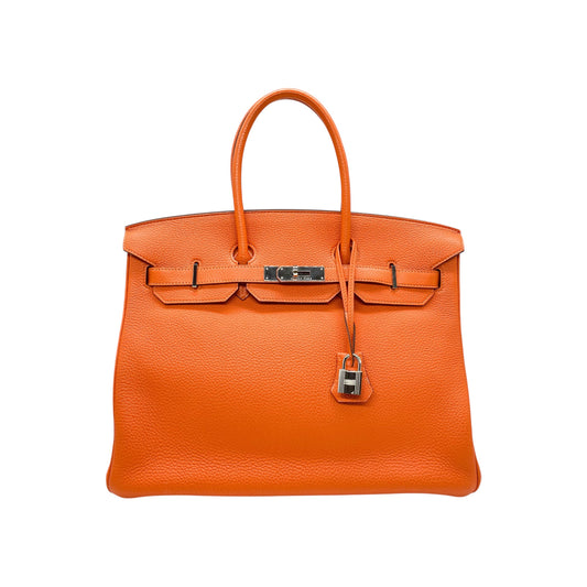 Hermes Birkin 35 Orange Togo Palladium Hardware
