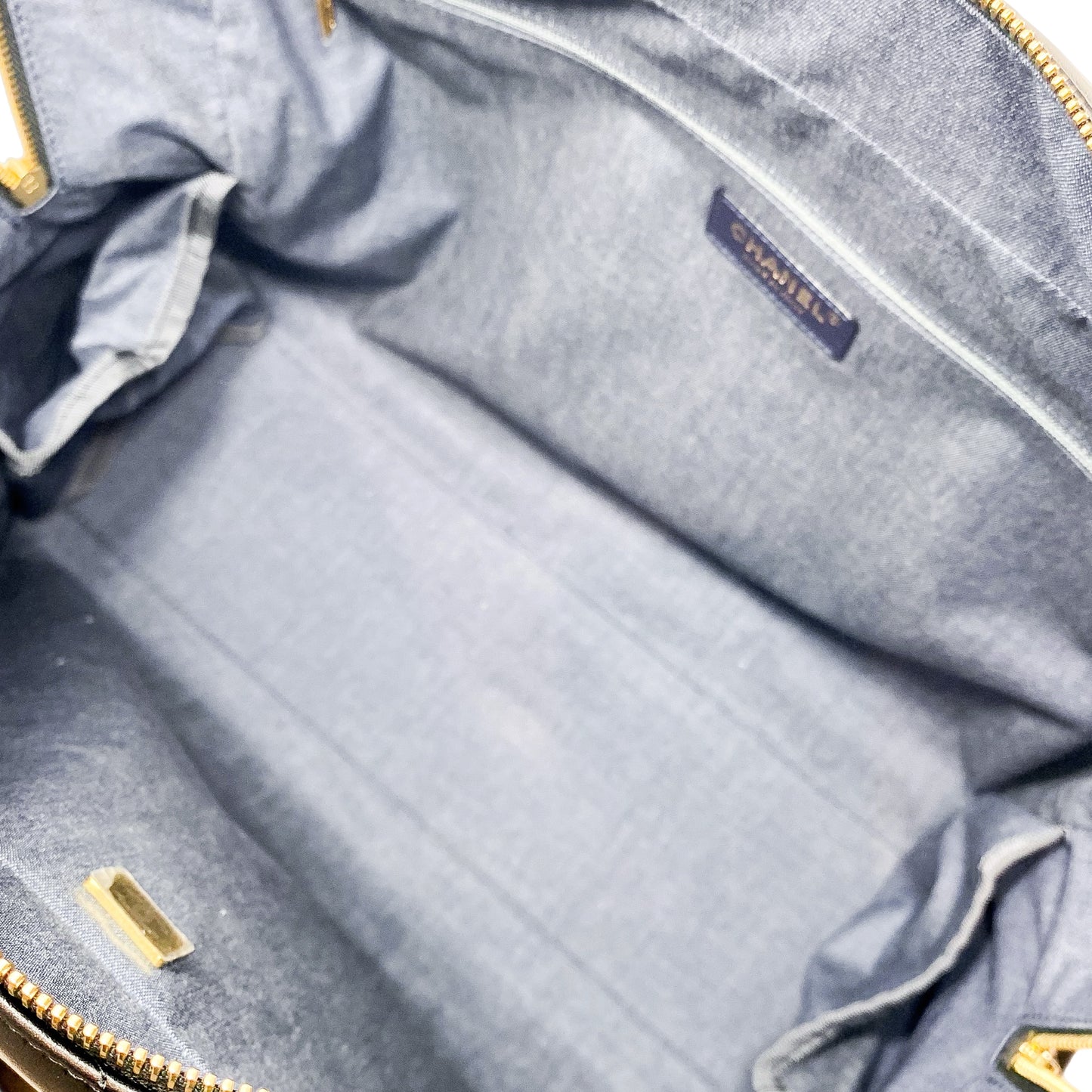 Chanel Black Stitched Maxi Logo Bowling Bag