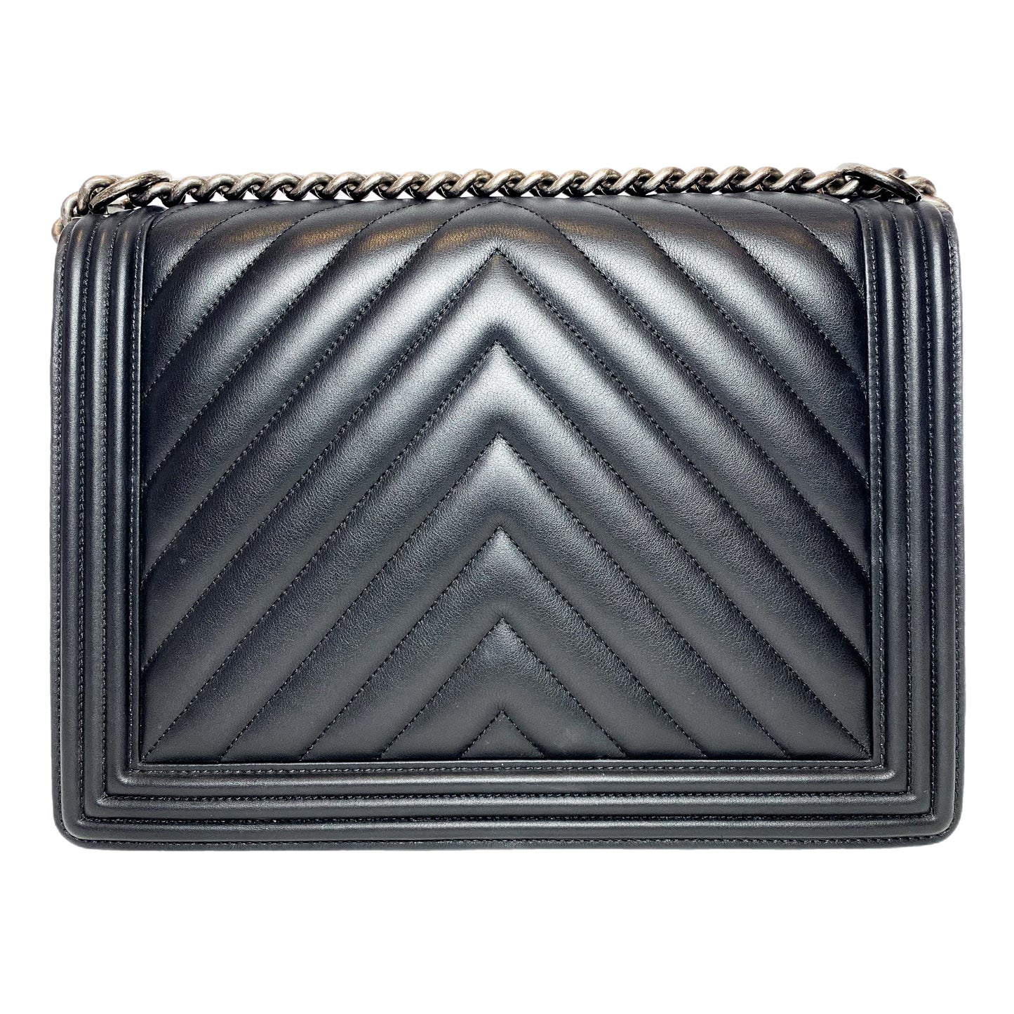Chanel Black Large Chevron Boy Bag
