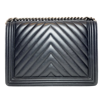 Chanel Black Large Chevron Boy Bag