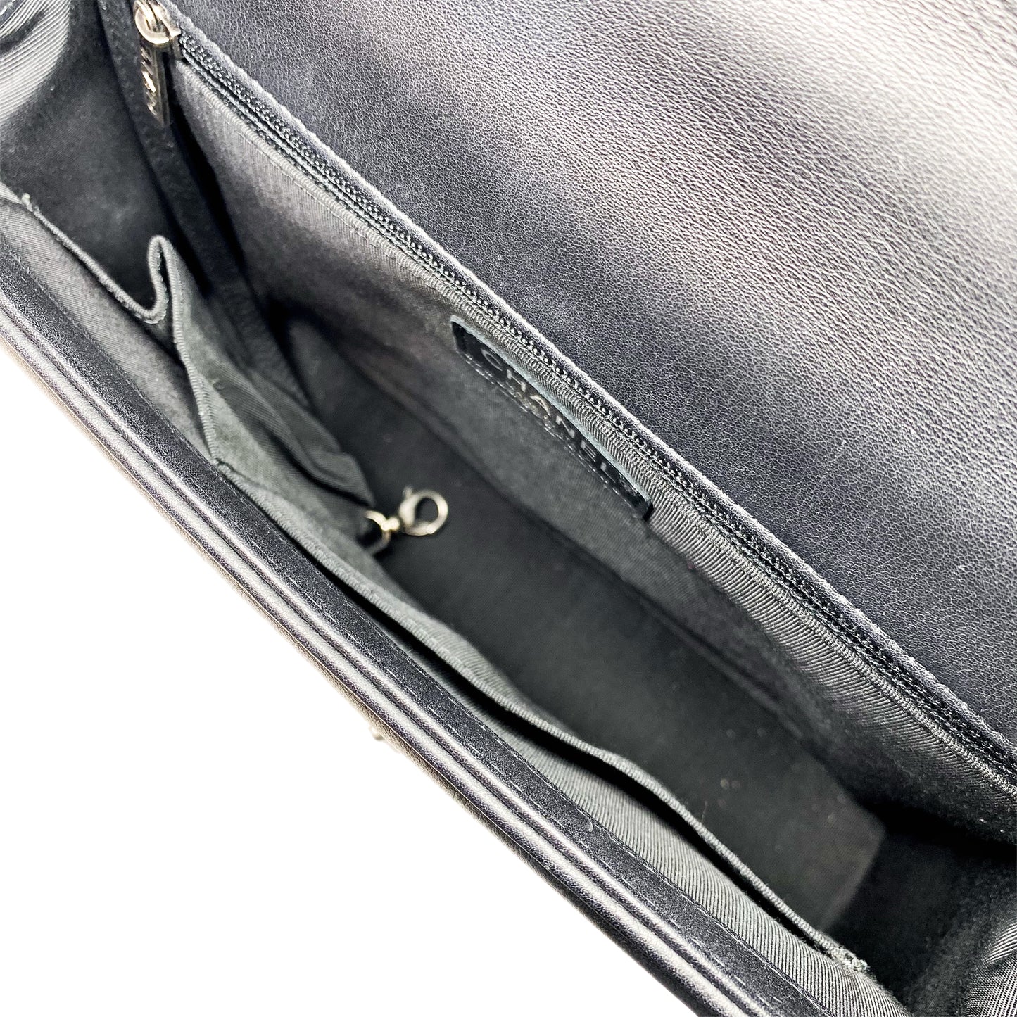 Chanel Black Large Chevron Boy Bag