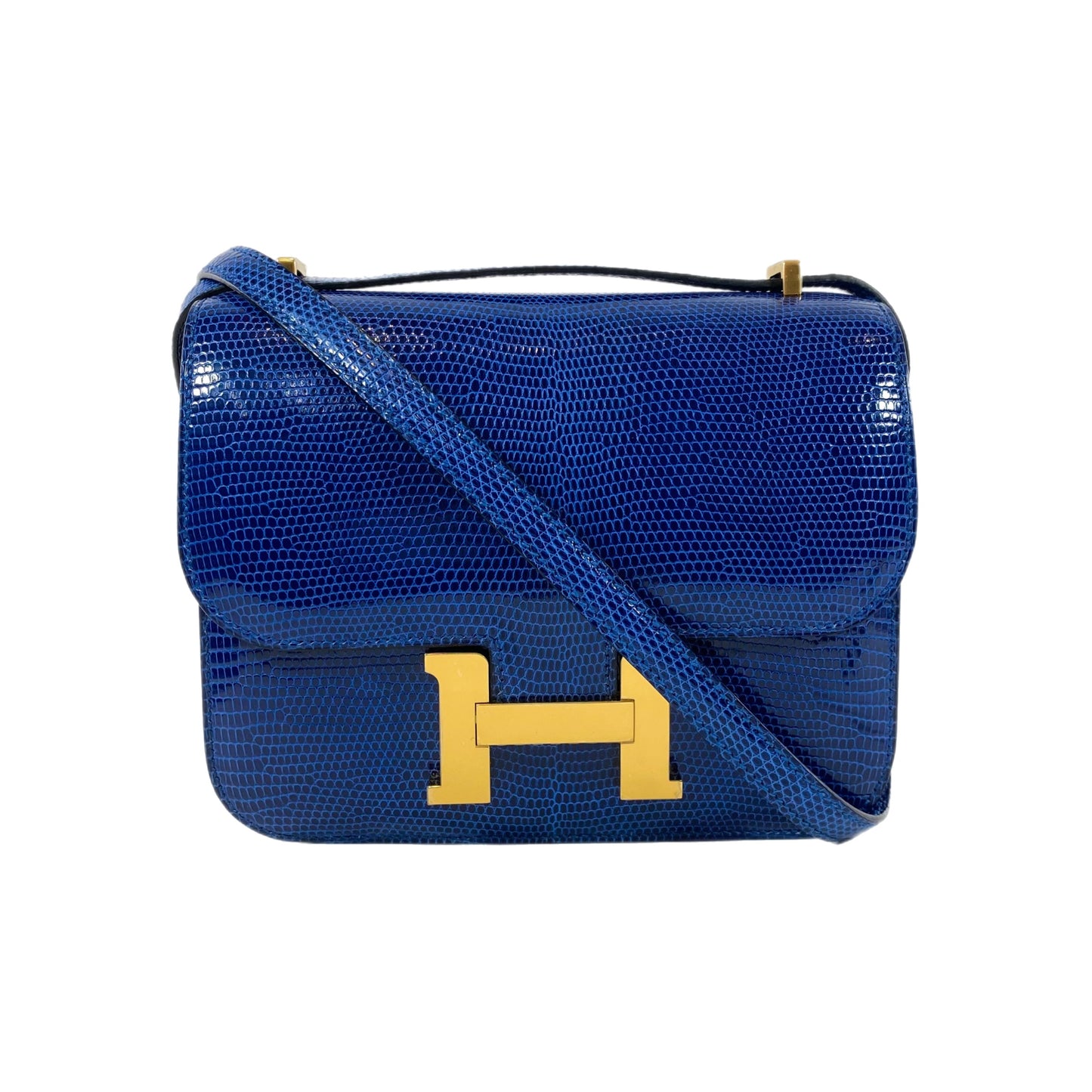 Hermes Constance 18 Bleu Saphir Lizard Gold Hardware