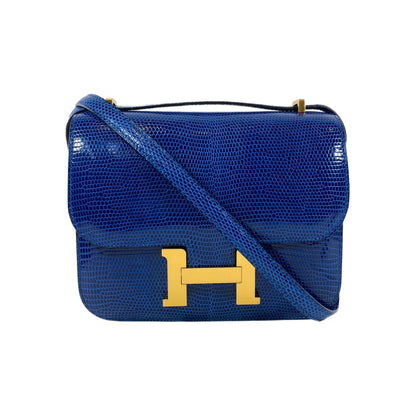 Hermes Constance 18 Bleu Saphir Lizard Gold Hardware