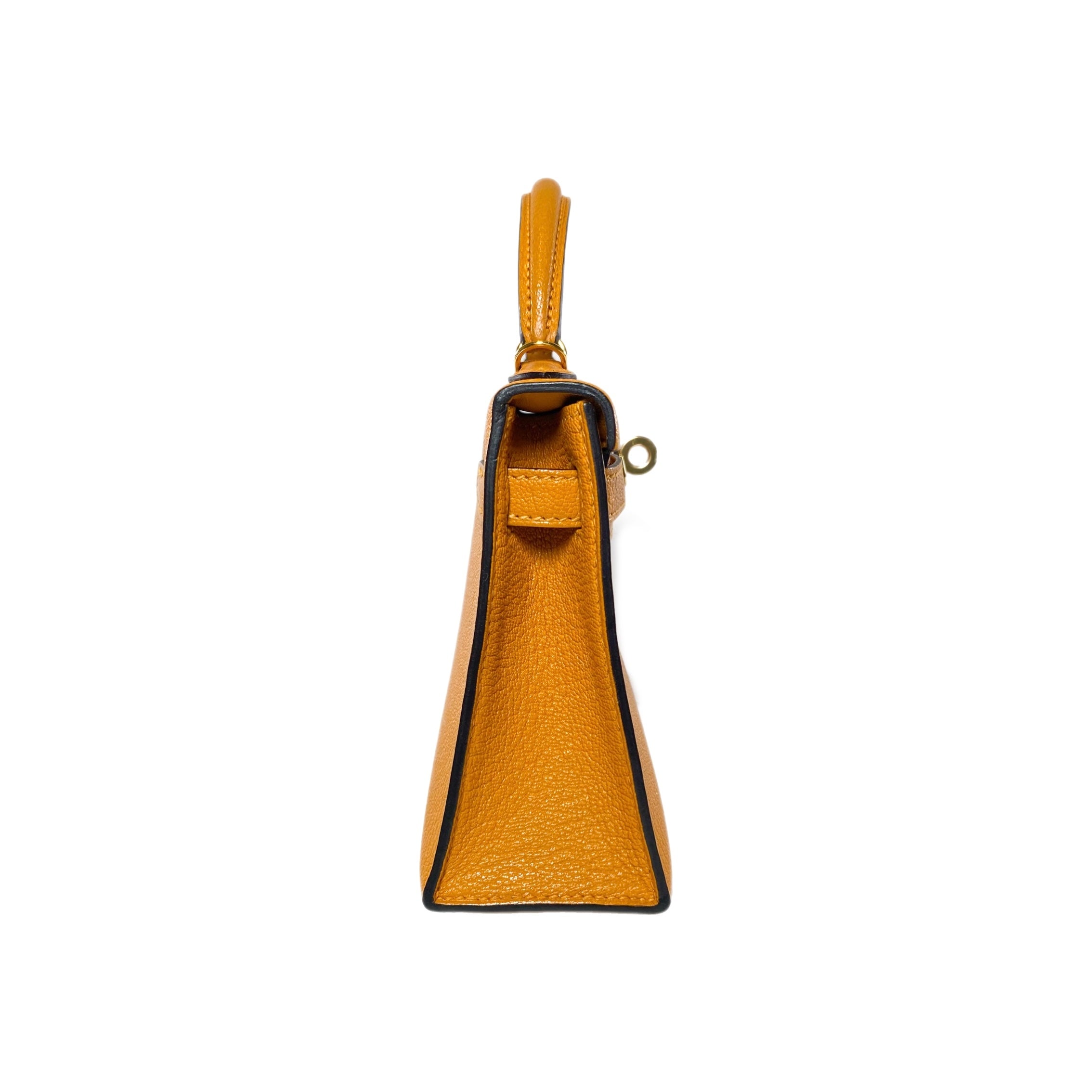 Hermes Mini Kelly 20 Jaune Ambre Chevre Mysore Gold Hardware