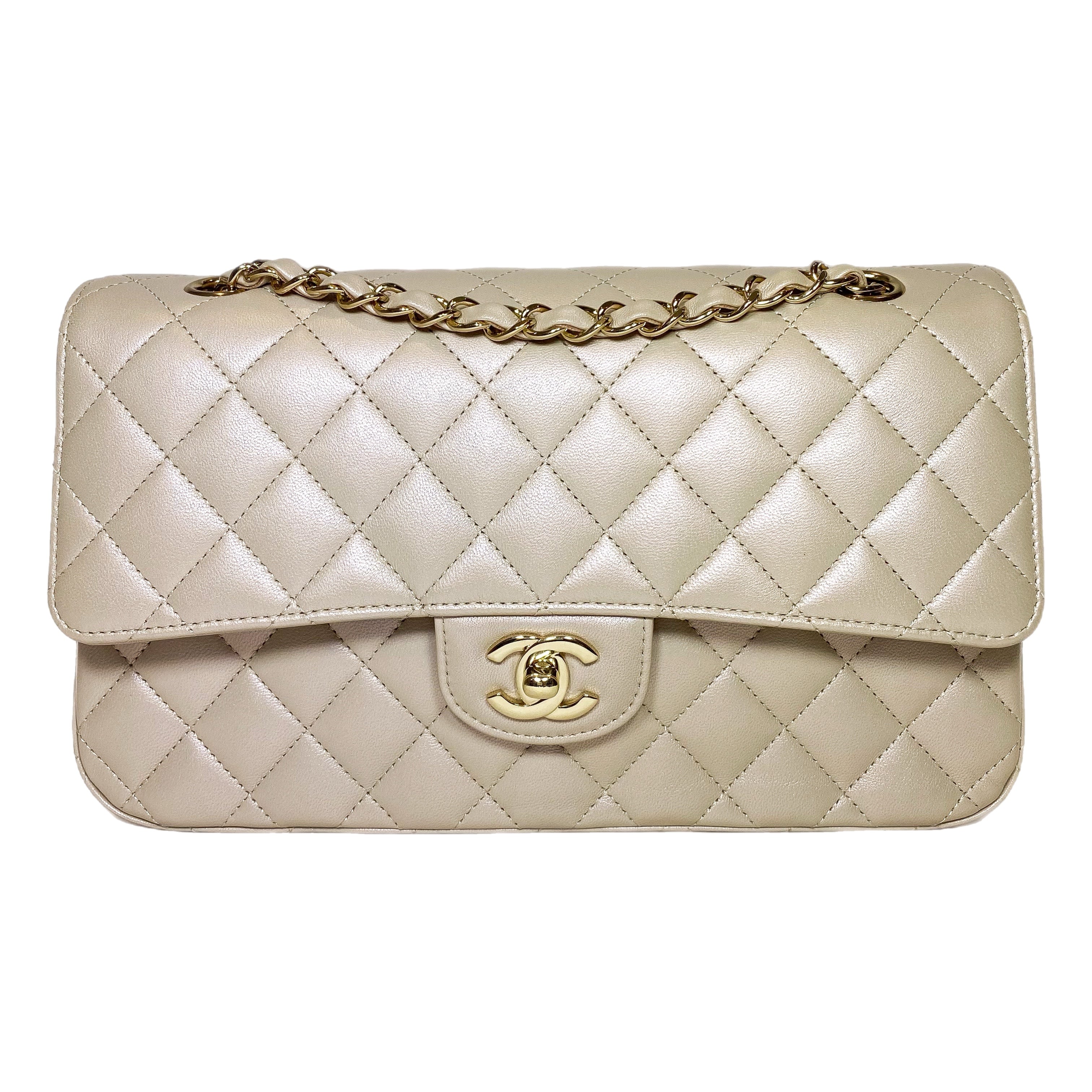 Chanel Iridescent Taupe Medium Double Flap Bag