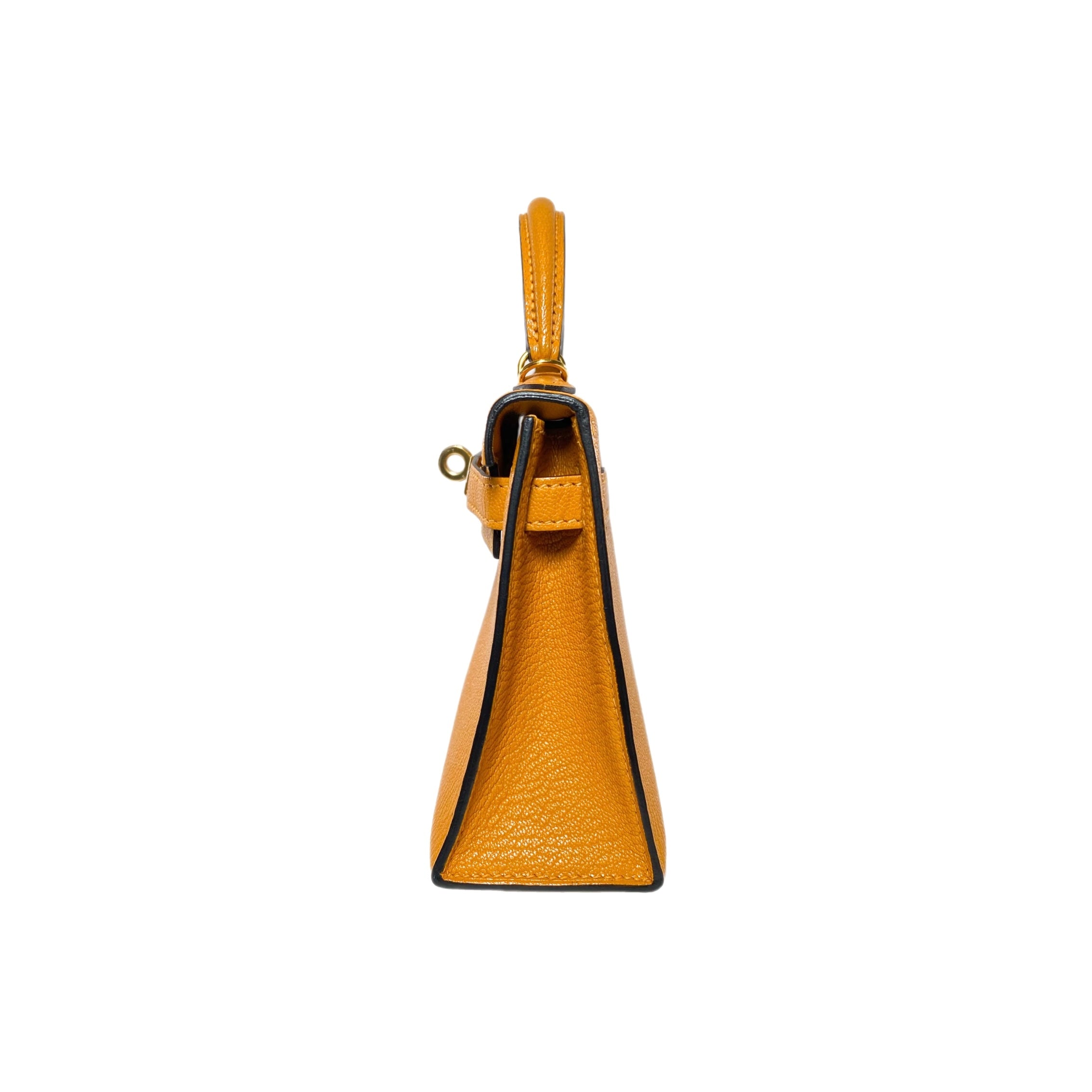 Hermes Mini Kelly 20 Jaune Ambre Chevre Mysore Gold Hardware