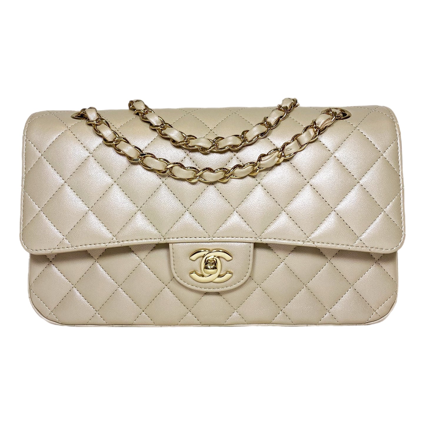 Chanel Iridescent Taupe Medium Double Flap Bag