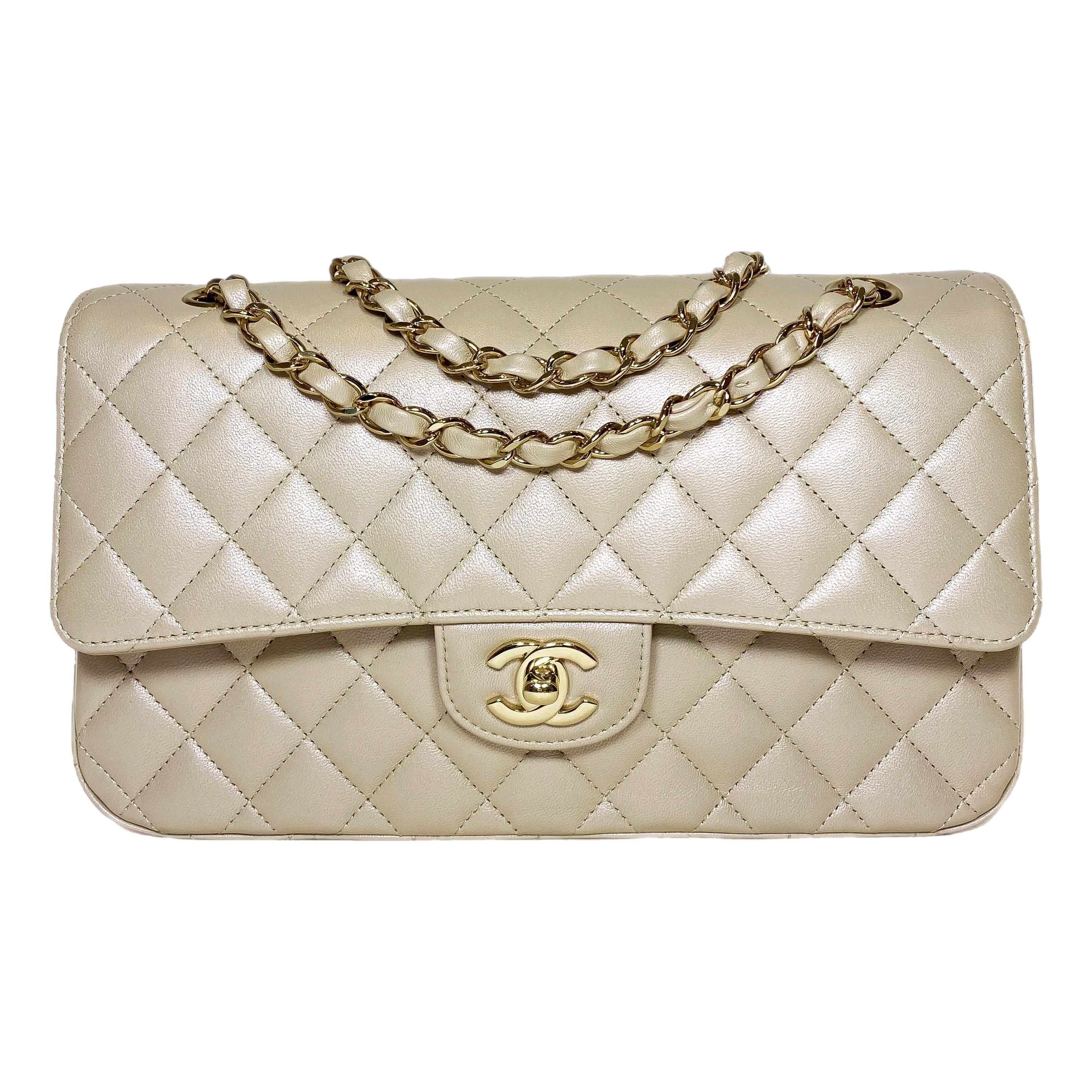 Chanel Iridescent Taupe Medium Double Flap Bag