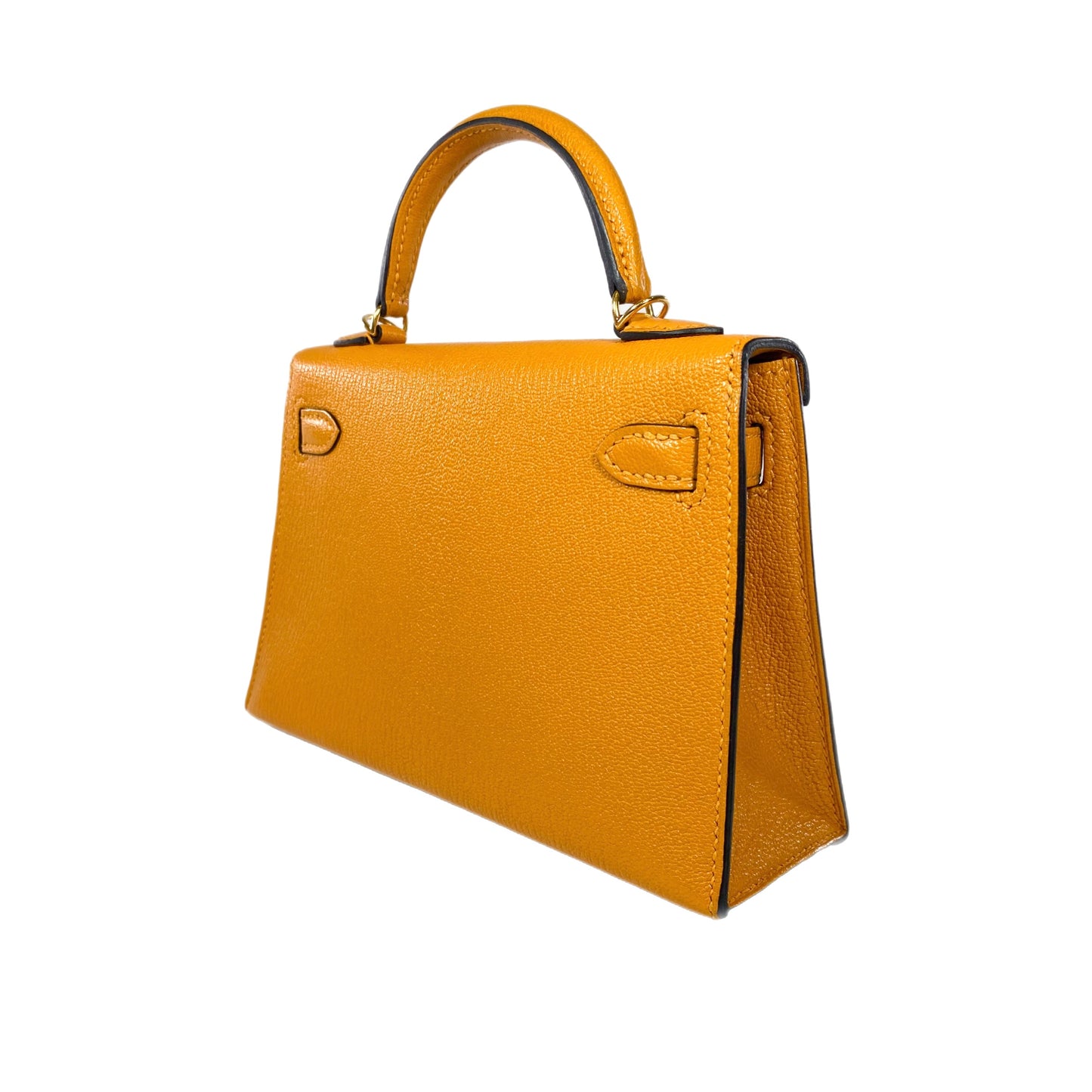 Hermes Mini Kelly 20 Jaune Ambre Chevre Mysore Gold Hardware
