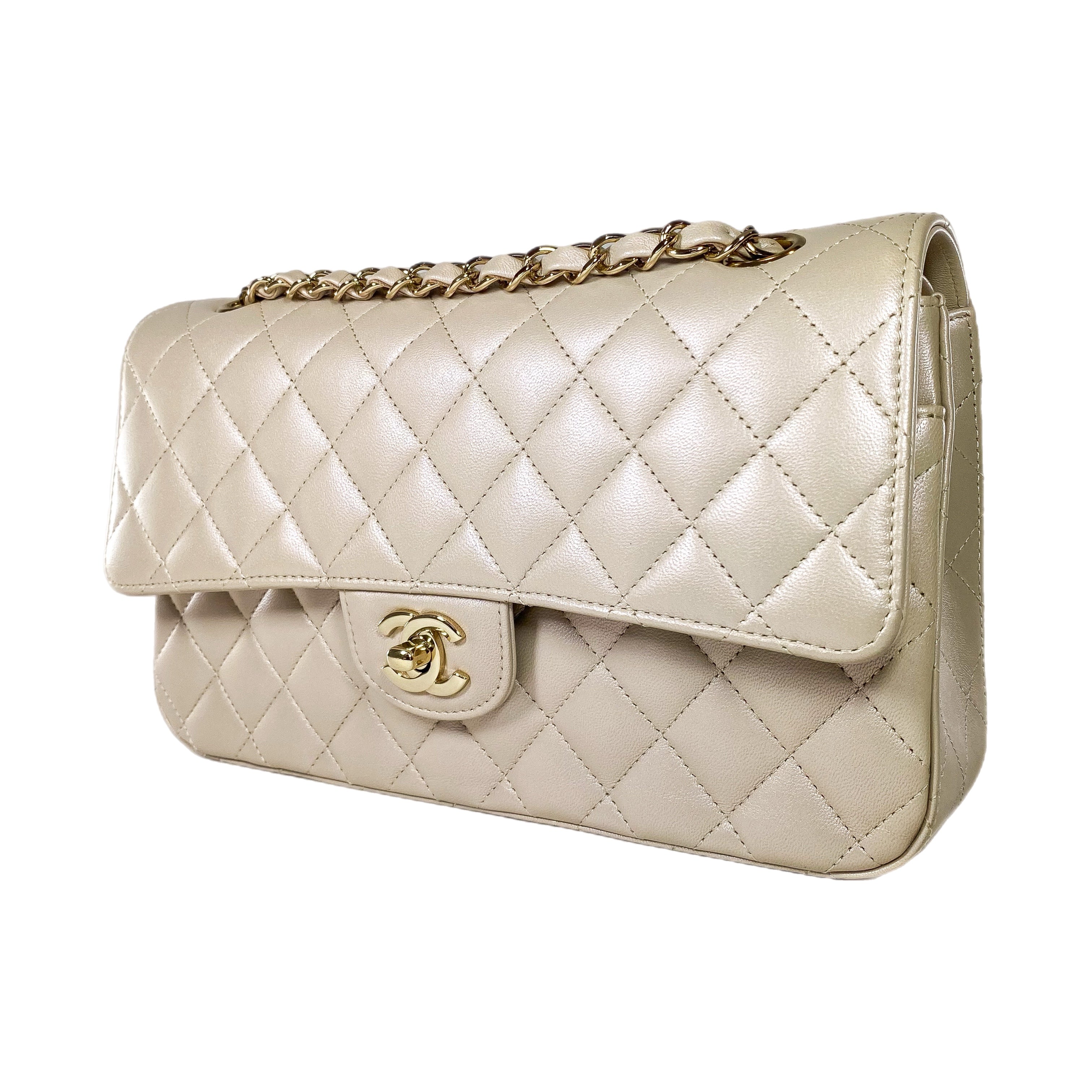 Chanel Iridescent Taupe Medium Double Flap Bag