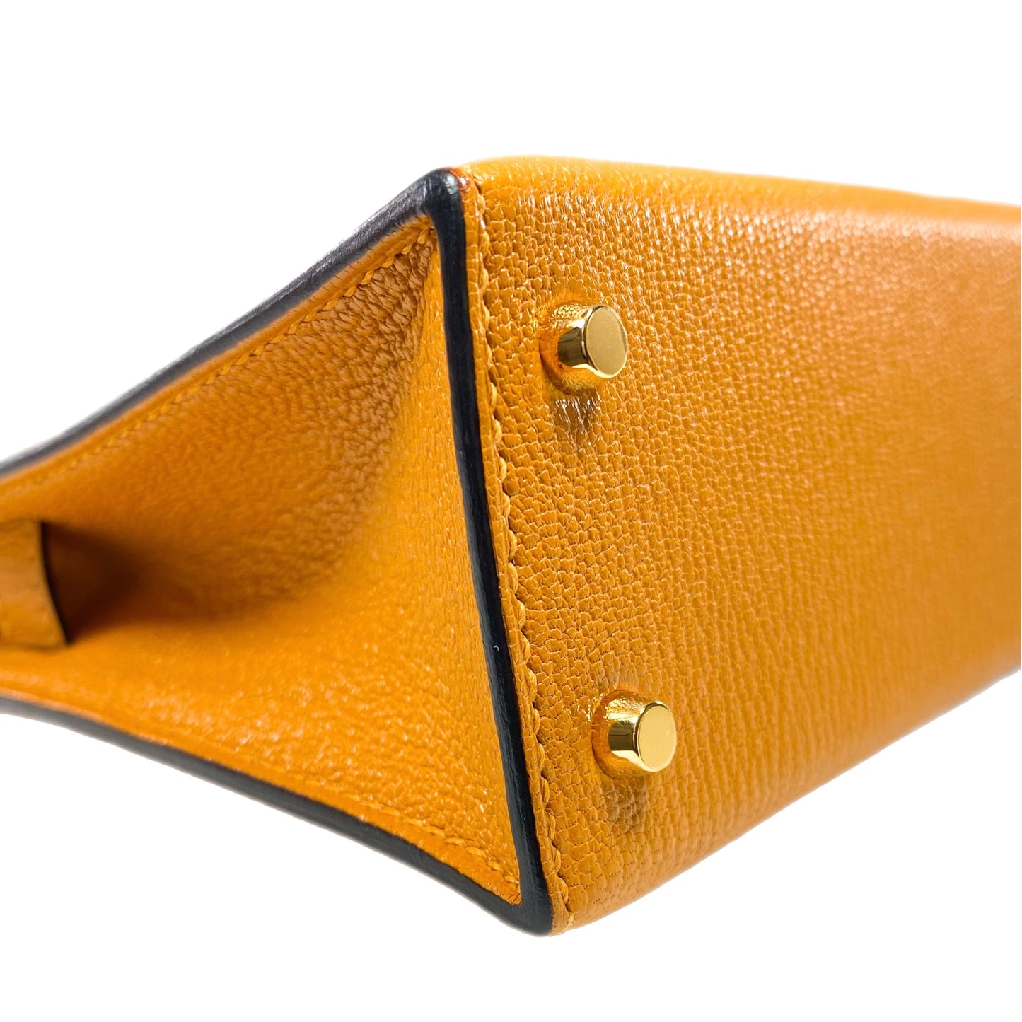 Hermes Mini Kelly 20 Jaune Ambre Chevre Mysore Gold Hardware